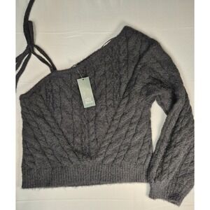 Wild Fable Women's Fitted Off The Shoulder Sweater Sz L Cable Knit Sku0062